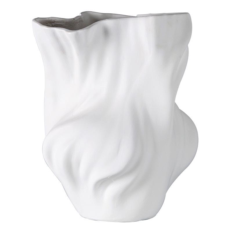 Stil chinezesc Wabi-sabi Vază Zen neregulată abstractă pentru cameră de zi Ornamente cu flori răsucite Model de hotel Decoratiuni pentru cameră