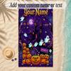 Halloween Theme Soft Beach Towel Personalized Custom Name Text Towel Portable for Beach Pool Travel
