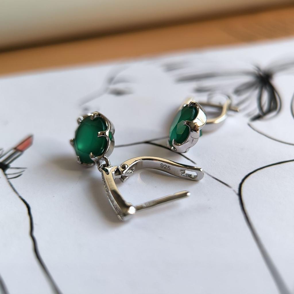 Серебряные серьги с натуральным агатом 4.929ct (2189749)