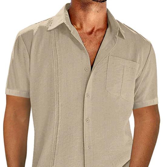 Pánské košile s klopou Krátký rukáv Topy Jednobarevné Knoflíky Volný střih Ležérní Tenký Cardigan Topy Pánské oblečení