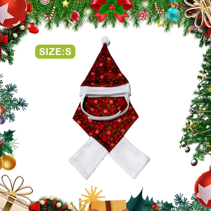 Cat Dog Christmas Costume Santa Hat With Scarf &Small Dogs - Funny Santa Hat And Scarf Outfit For Holiday Photos