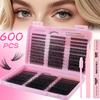600Pcs Individual Eyelash Extensions Thick Fluffy 30D/100D Mix Length Diy Cluster Lashes For Easy Application And Removal