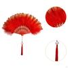 Handheld Folding Fan Pendant Decor Accessories Prop Feather for Prom