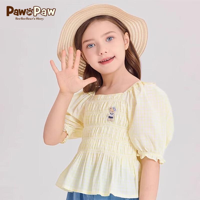 PawinPaw Girls  Cartoon Bear Puff Sleeve Shirt 120