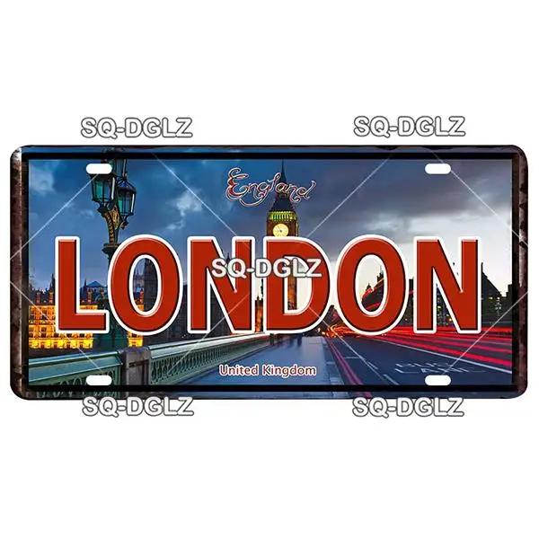 Europe City Plate Metal Sign - Vintage Tin Wall Decor for Bar