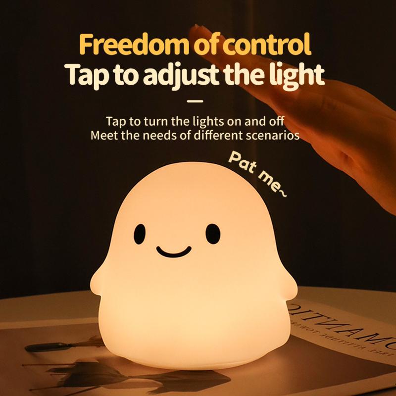 Funny Silicone  Float Night Light Nursery Timing Sleeping Nightlights Touch Sensor Table Besides Lamp For Kids Room Decor
