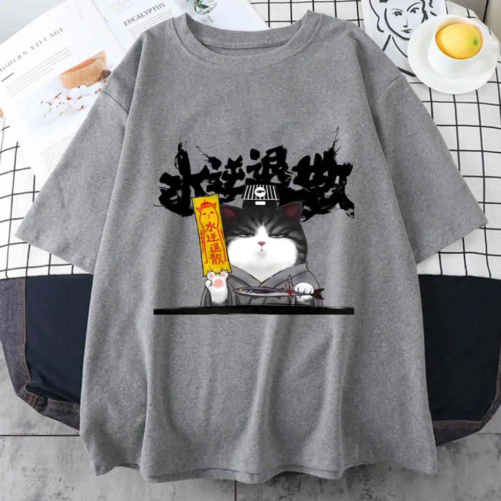 Fun Chinese Water Reversal Scattering Printing Summer T-shirt for Men's Retro Short sleeved Harajuku Leisure Cotton Top