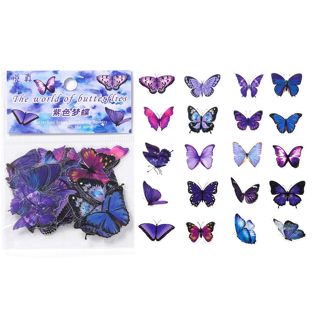 40Pcs/Bag Colorful Butterfly Stickers PET Transparent Decorative Epoxy Resin Fillings for DIY Epoxy Resin Crafts Book Decor