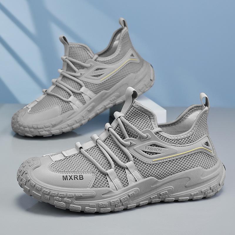 

Мужская летняя дышащая нескользящая спортивная обувь, сетчатая обувь с полым верхом, универсальная, для улицы, для повседневной носки, для бега 44 серый