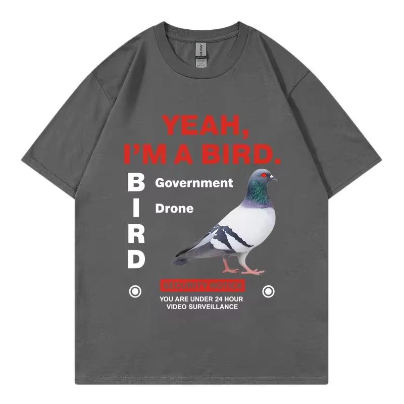 GovernUnisext Funny Pigeon Graphic T Shirts High Street Fashion Trend Short Sleeve Tshirts Unisex Unisex Clothing Loose Cotton Tshirt