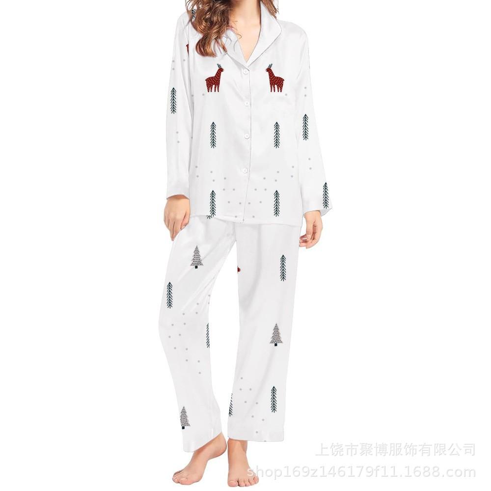 Europe and the United States Hot-selling New Christmas 1D Digital Printing Women's Pajamas Homewear Can Be D Wholesale Set