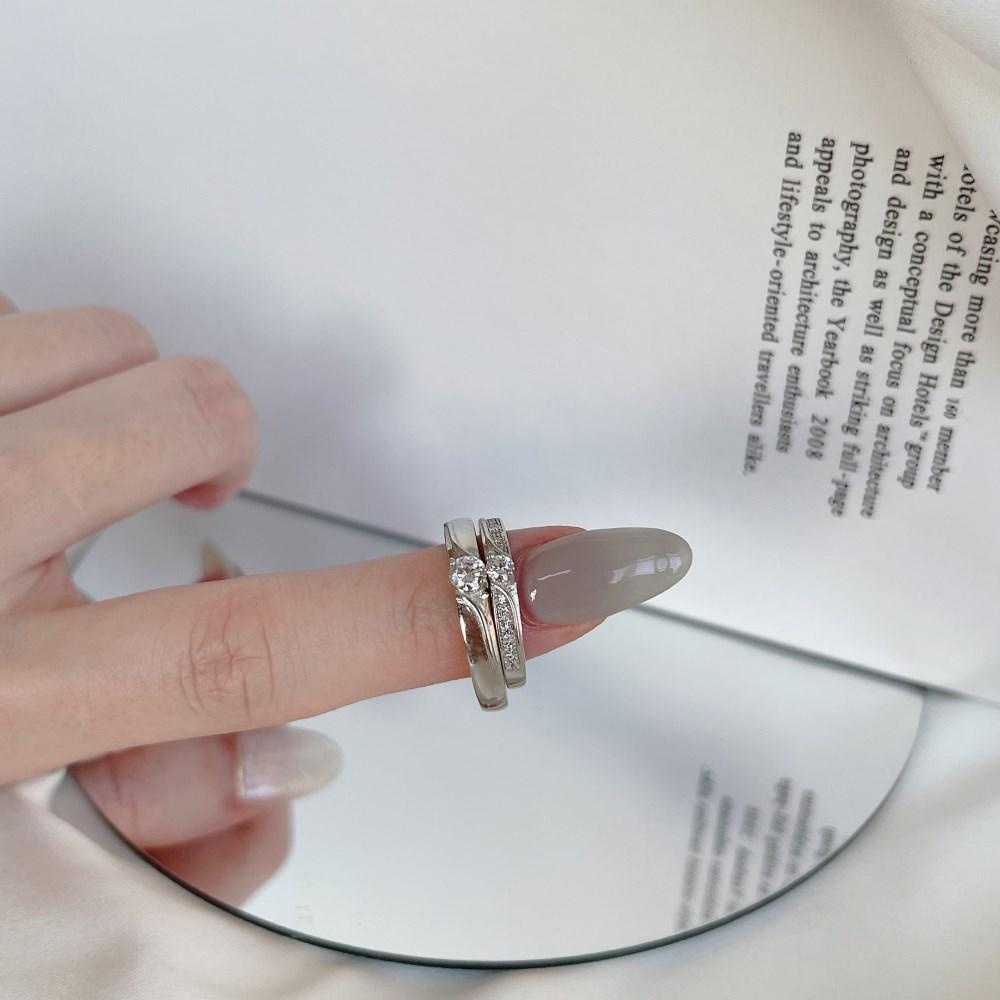 Tancise Classic 925 Sterling Silver Zircon Lovers Ring Ladies Jewelry Wedding Promise Party Gift