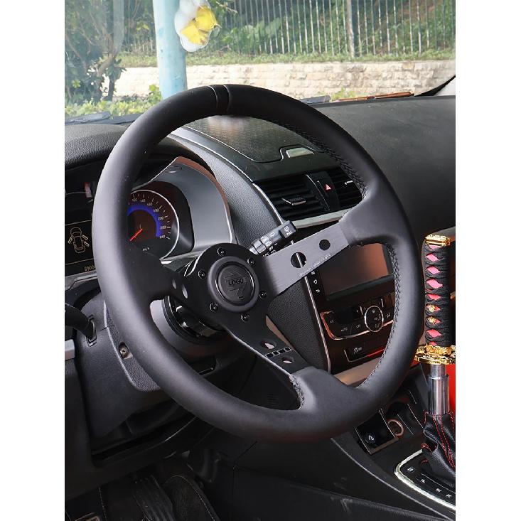 14inch 350mm Car Steering Wheel Suede Leather/Genuine Leather Deep Concave Drift JDM Racing Black Edition 2407MOBE125