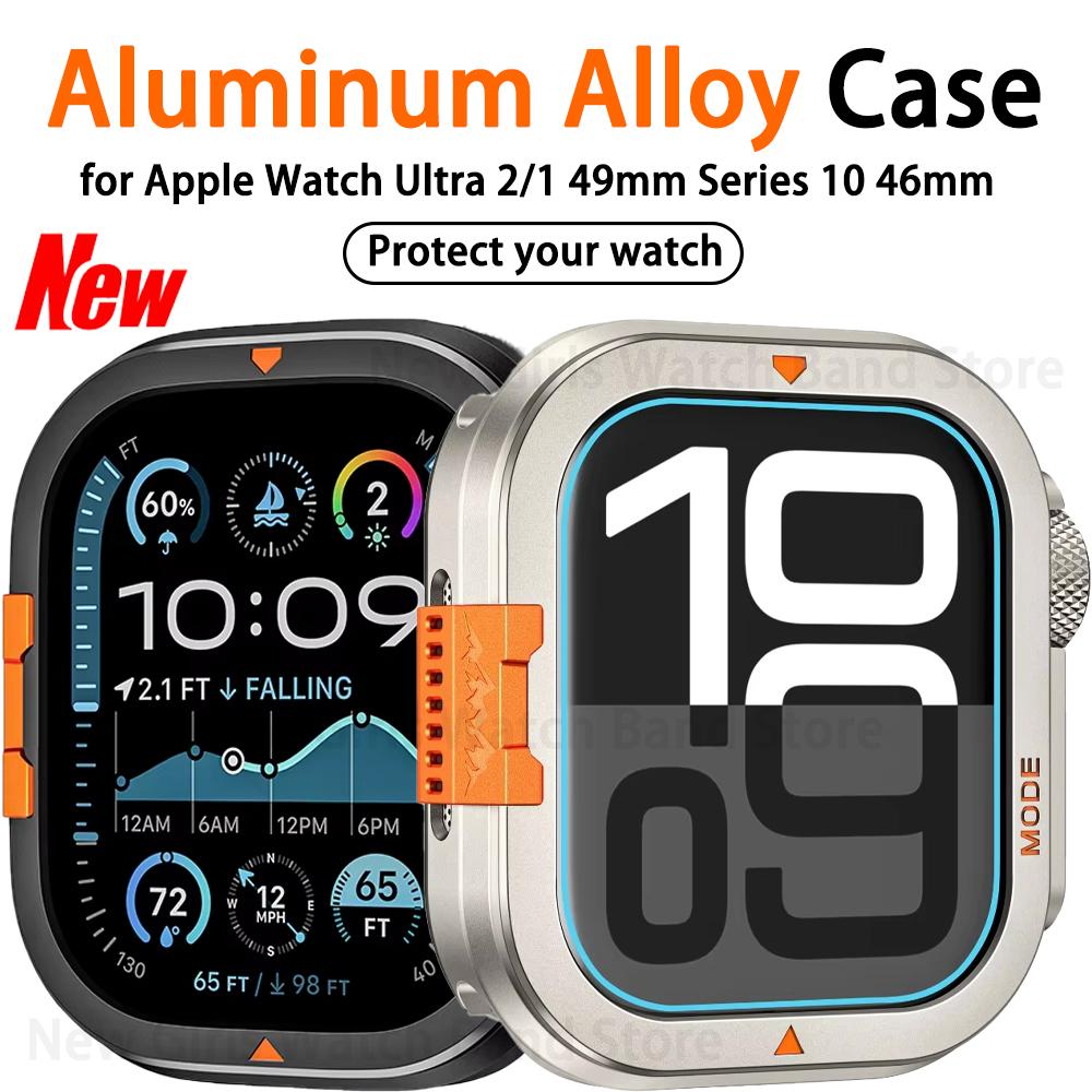 Aluminum Alloy Case for Apple Watch Ultra 2 49mm Case Series 10 46mm Screen Protector for IWatch Ultra 49mm 10 46mm Bumper Frame