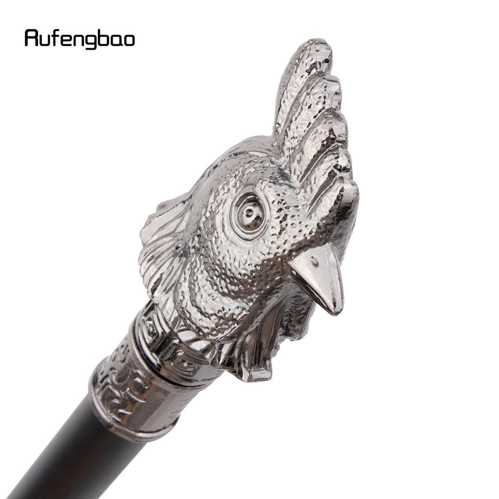 Silver Chicken Rooster Head Animal Fashion Walking Stick Decorative Cospaly Vintage Party Fashionable Walking Cane Crosier 93cm