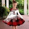 Girl Casual 3D Snowflake Print Round Neck Long Sleeve Dress Kid Princess Dress