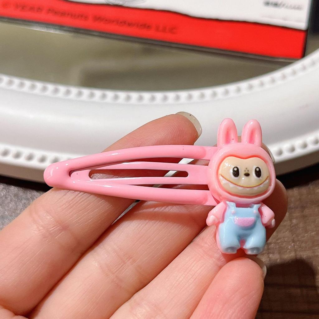 Labubu Candy Color BB Clip: Sweet Cartoon Side Bangs Hair Clip for Girls - Gentle On Hair.