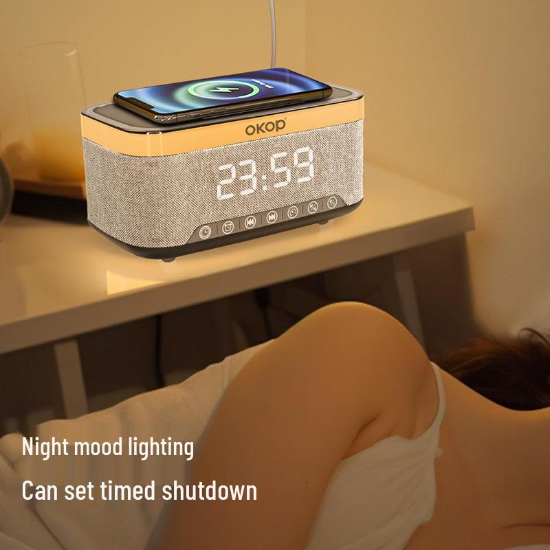 Multifunctional Bluetooth Speaker with Display, Alarm Clock, Wireless Charging, and White Noise (15W)