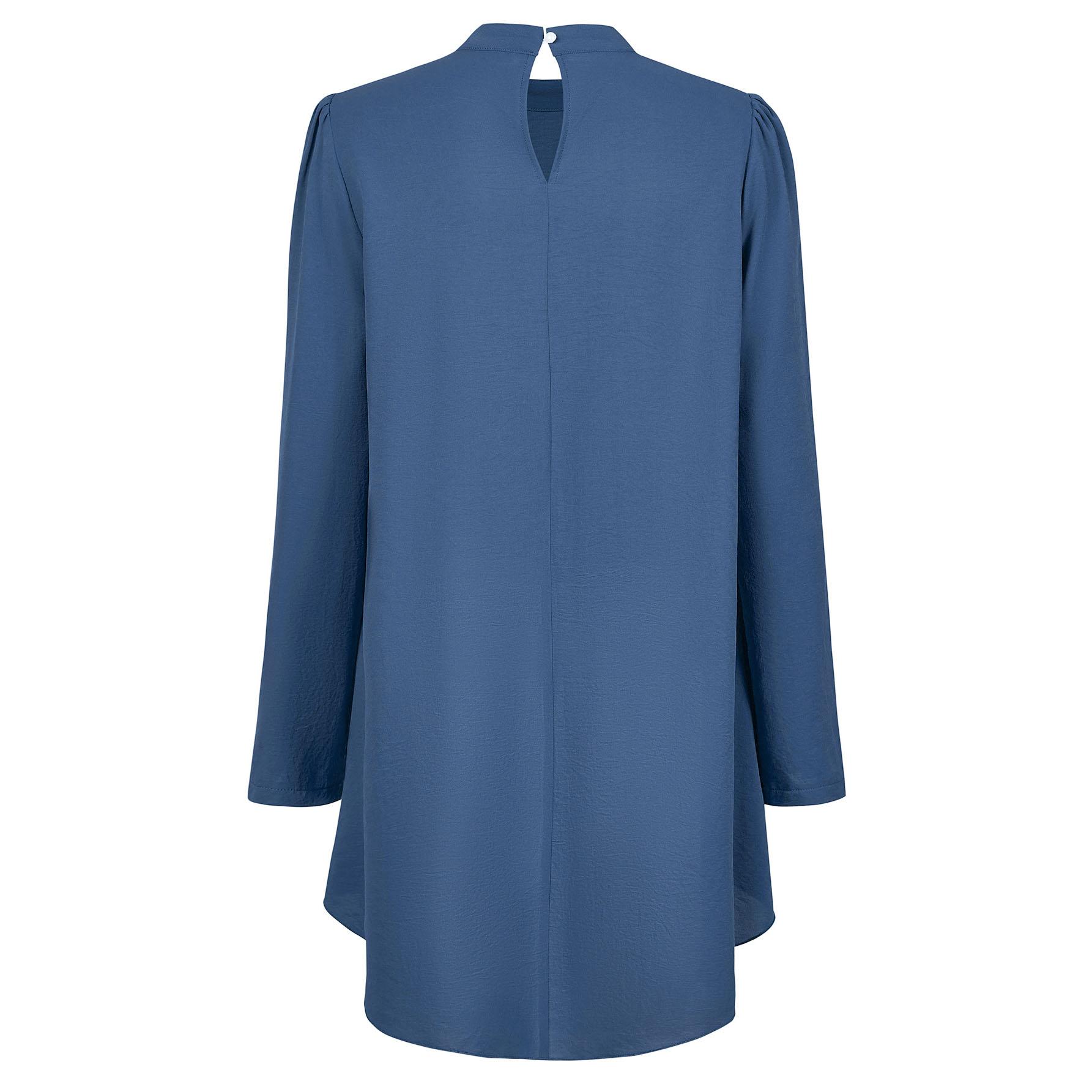 Повседневная женская модная однотонная рубашка с высоким воротником и длинными рукавами — фото 12