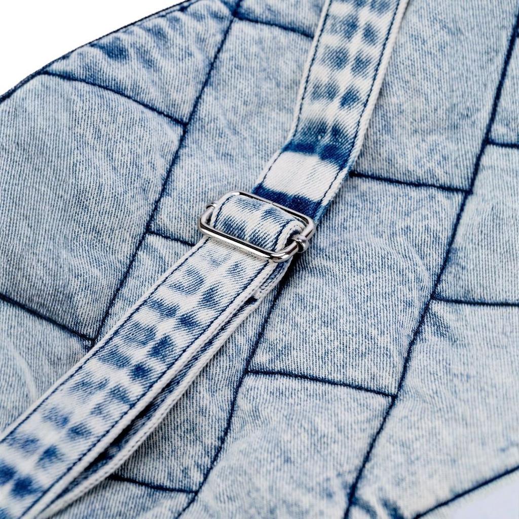 Vintage Denim Umhängetasche Damen Große Kapazität Messenger Bag Mehrere Taschen Satteltasche Verstellbarer Riemen Damen Crossbody Bag