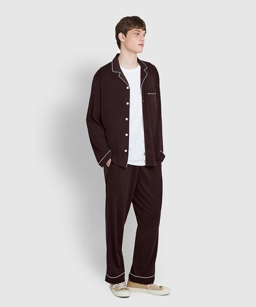 

[JAJU] Мужской умный хлопковый комплект пижамы полной длины_Темно-коричневый [Доставлено из Кореи] 100% Оригинал Dark Brown - M