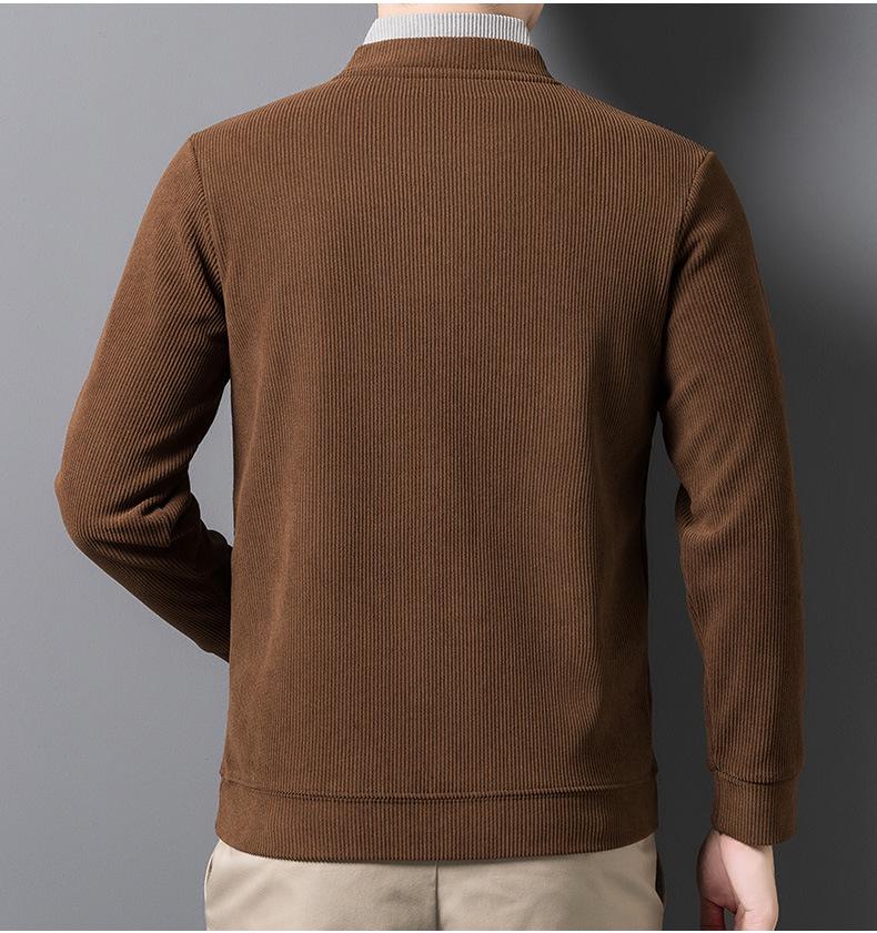 Men's Autumn/Winter Thickened Long-Sleeve Top, Half-High Collar, Plus Velvet Warm Knit Base Layer.