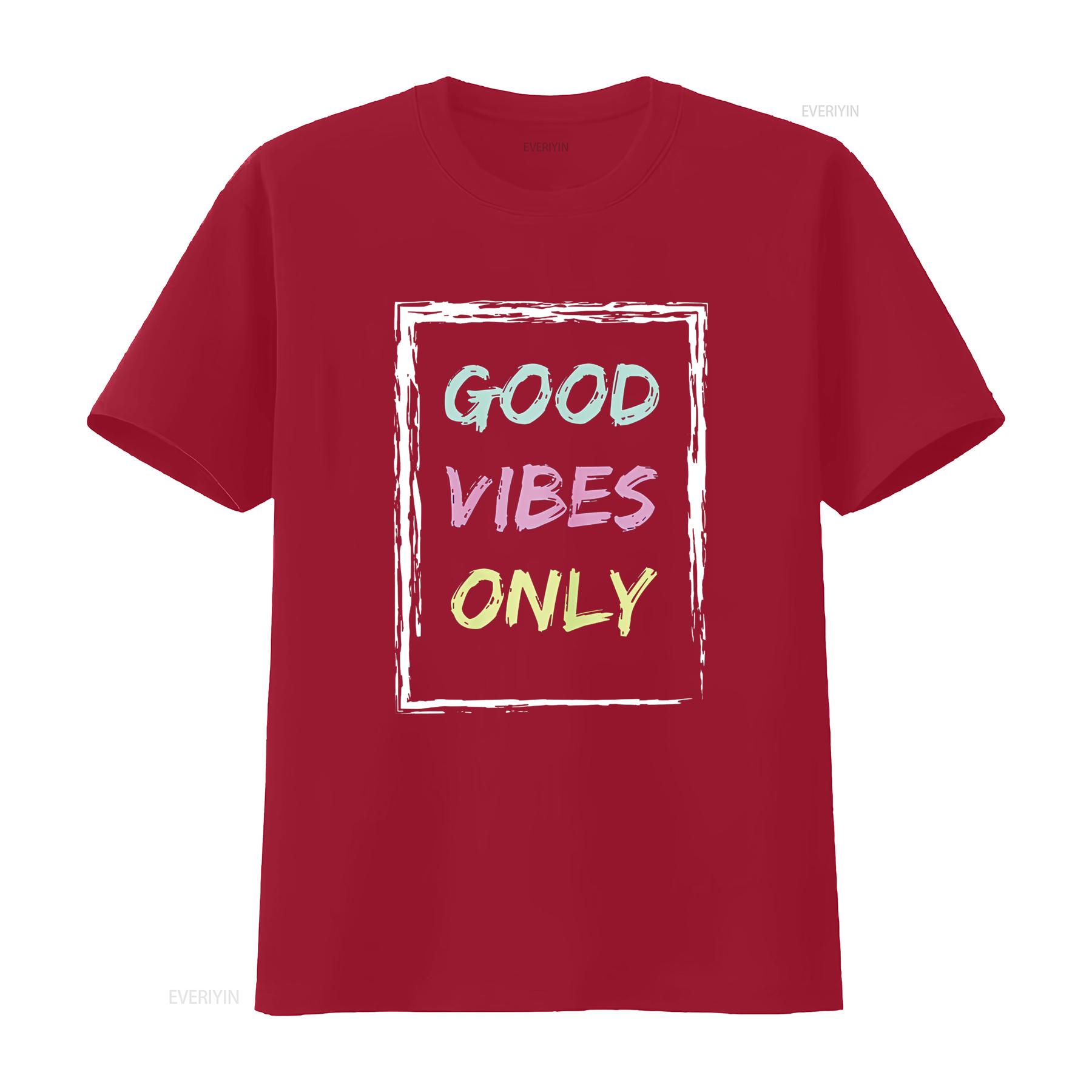 Women Tops Good Vibe Only Be Positive Inspirational Quote Short Seelve T Shirt vintage Washed Versatile Breathable Casual S