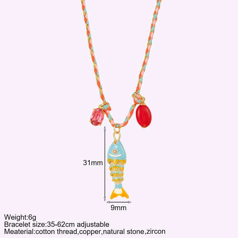 Collana Pesce Stile Boho Y2K per Donna Set da 3 Pezzi Carino Choker Stella Cuore Collari in Pietra Naturale Gioielli Estivi Trendy da Donna a Catena Lunga