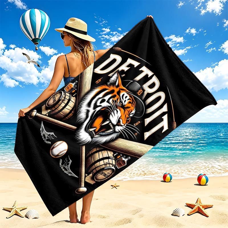 Detroit Tigers Beach Towel Quick Dry Soft MicrofiberSand Resistant Oversized Cabana Bath Sheet for Swimming Pool Travel Gift