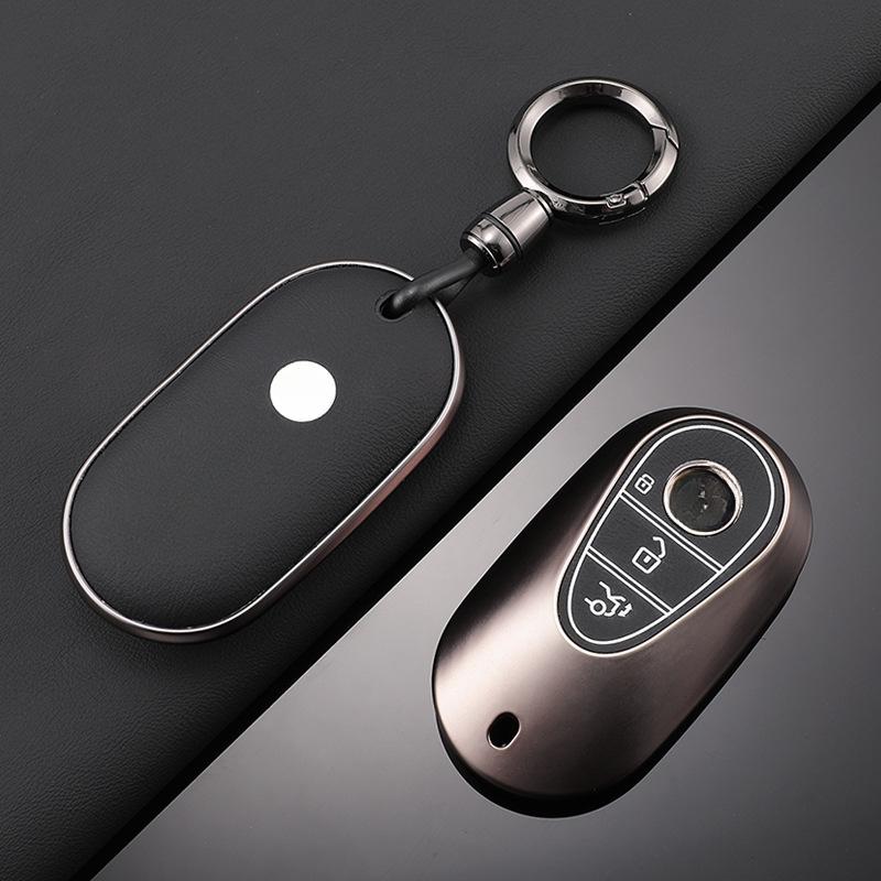 For Mercedes-Benz TPU Car Key Cover E-Class/Class E300L/C260L/A200L Car Key Decorative Leather Pattern All-Pack Protective Case