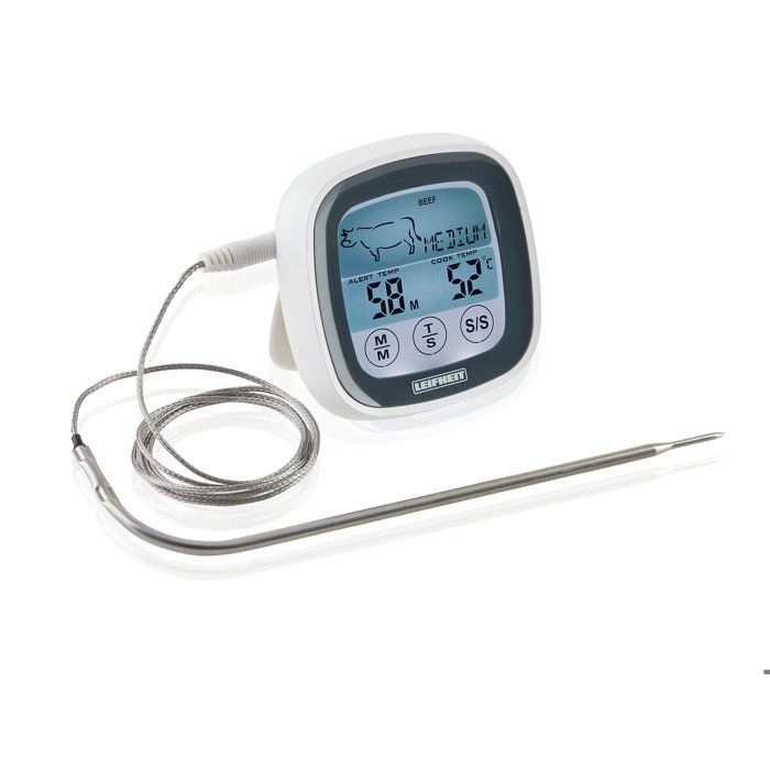 Thermomètre à viande numérique - leifheit - 433468 - écran tactile - 5 préréglages - câble résistant à 380°c