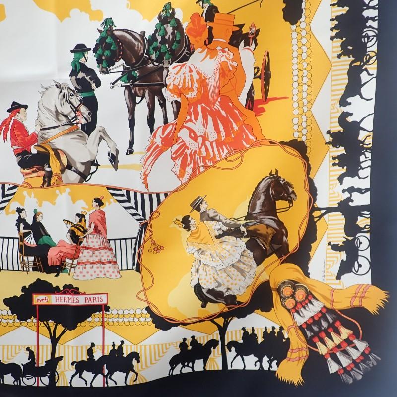 HERMES   scarf black/yellow silk Women
