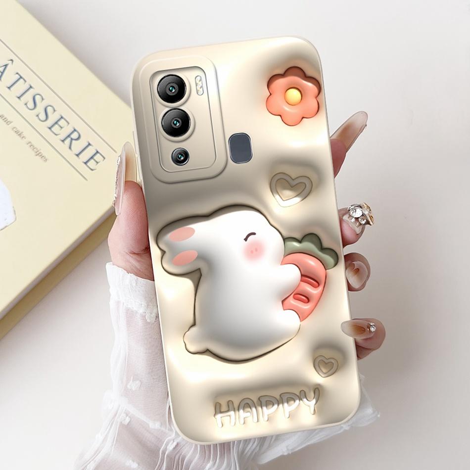 For Infinix Hot 12i Case Hot 12 Play Hot12i X665B X6816C Cute Panda Rabbit Cartoon Camera Protective Soft Silicone Phone Case