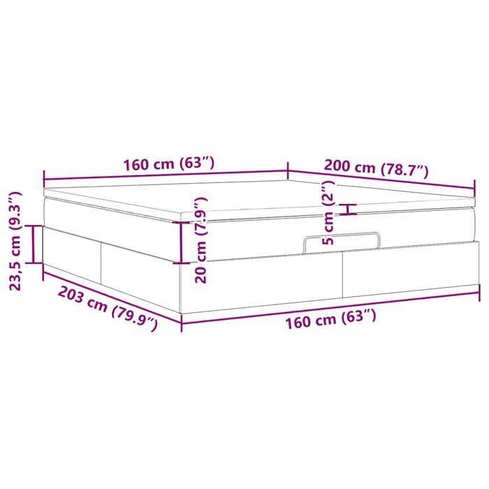 VidaXL Ottoman Bed Frame with Mattress Cream 160x200 Cm Fabric, Bed Frame, Upholstered Bed Frame, Ottoman Bed Frame 3311125