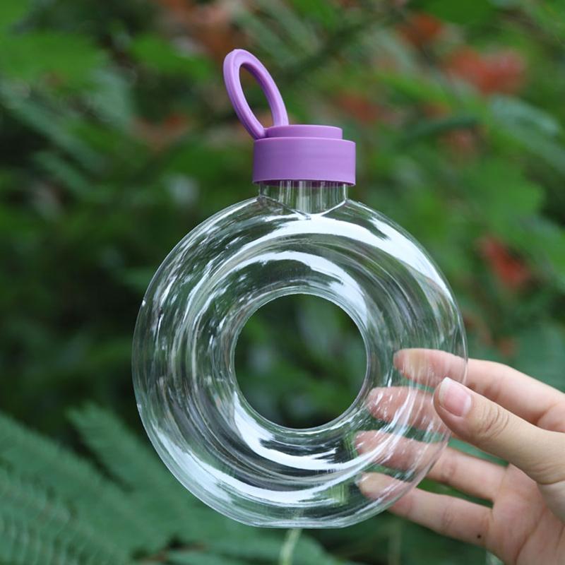 500ML Søt Smultringformet Drikkeflaske for Barn - Lekkasjesikker Fallbestandig Gjennomsiktig Sportsreisekopp for Barn eller Kvinner