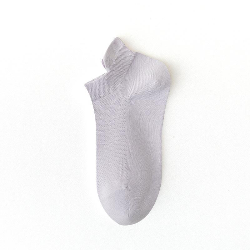 Women's Spring and Summer Thin, Simple Style, Solid Color, Pure Cotton, Mesh, Breathable, Versatile, Raised Ear Short Socks, Women's Short Stockings