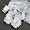 Thick-soled dad shoes women's summer new leather mesh small man height increase breathable mesh casual sports shoes