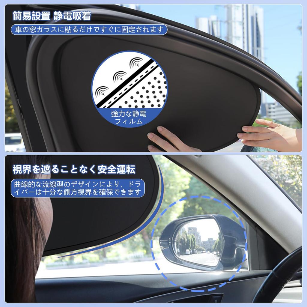 Aninako Sun Shade for Car Window, UPF 50+, Static Electric, Triple Layer Insulation, Privacy