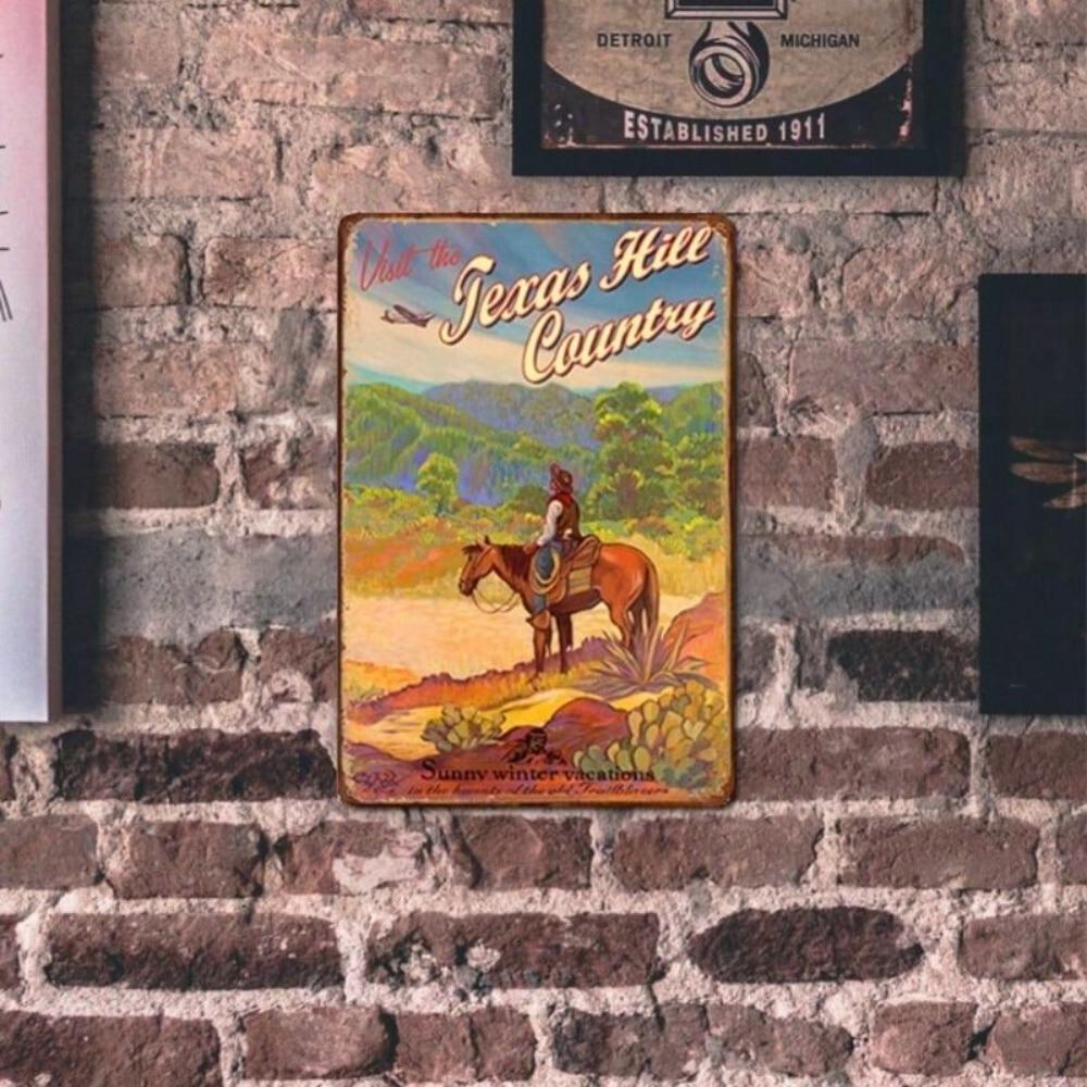 Metal Wall Art Vintage Cowboy, Rustic Sign for Bar Garage Man Cave