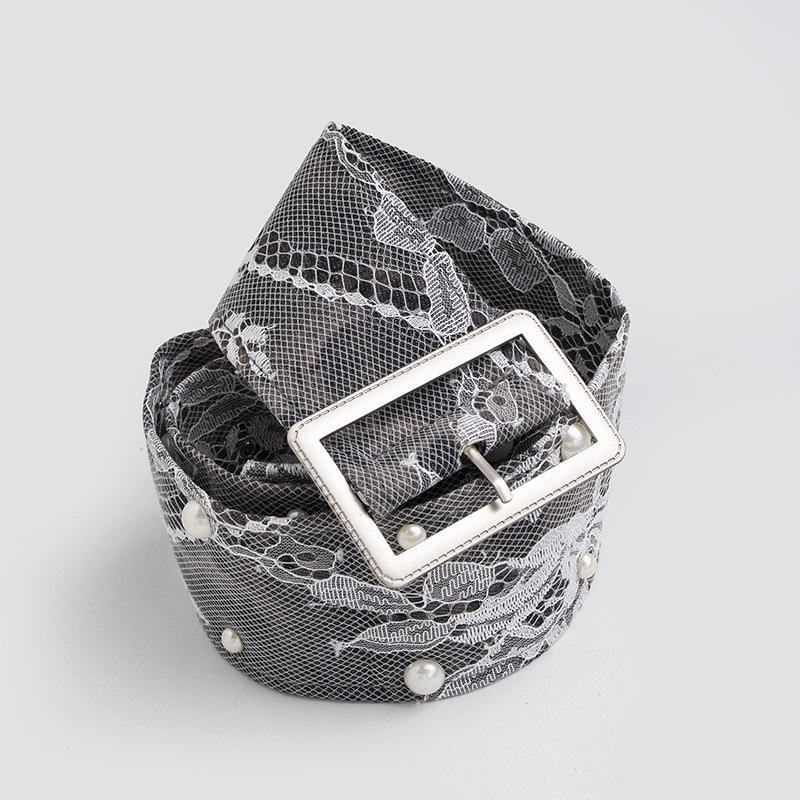 High-end Women's Belt, Atmospheric Lace Pearl, Sweet and Elegant Belt, Wide Fashionable and Soft Breathable Women's Waist Seal