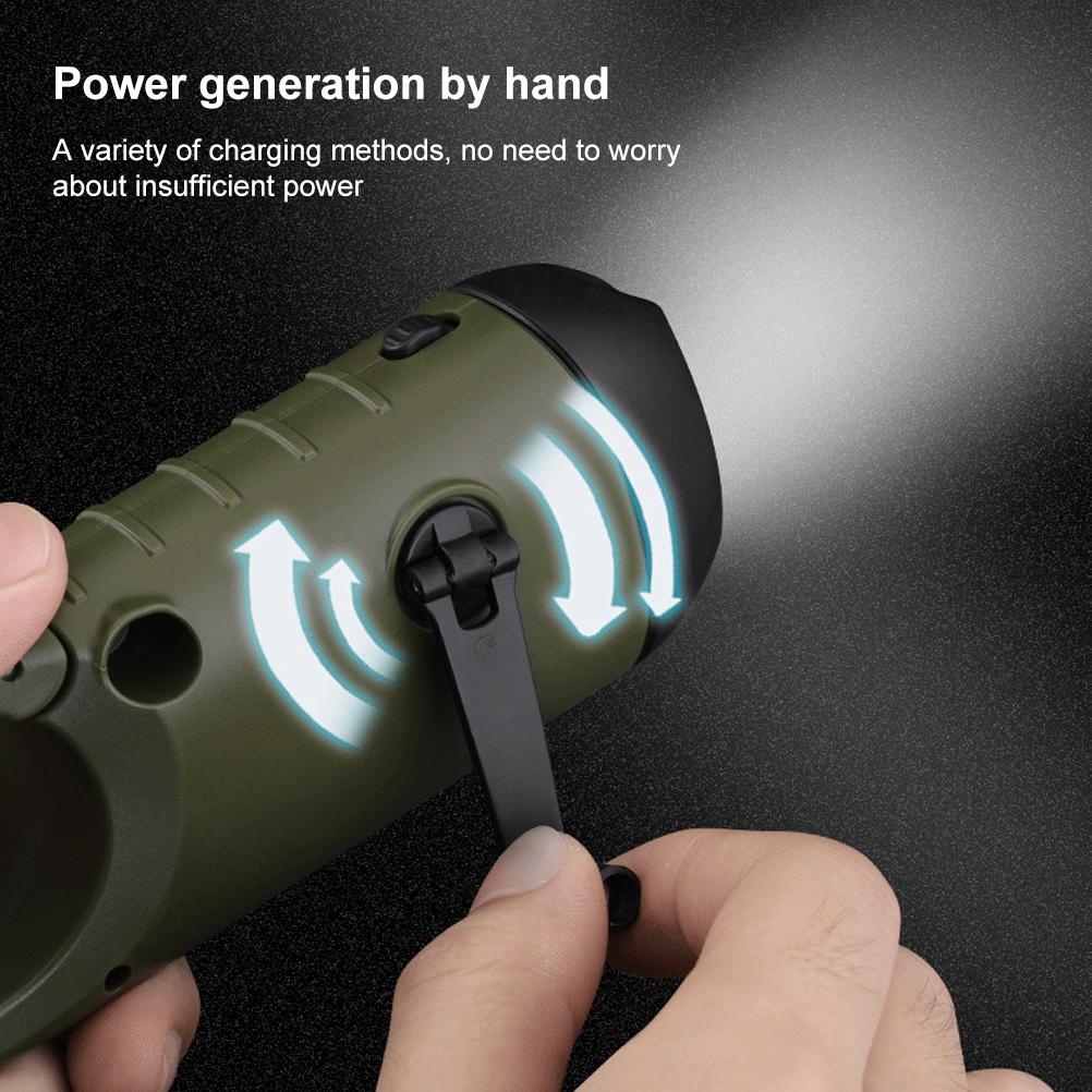 Solar Powered Hand Crank Flashlight Emergency LED Flashlight Survival Flashlight Quick Snap Carbiner Flashlight for