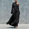 Women's Color One-Shoulder Long Sleeve Top and High-Waist Skirt Two-Piece Outfit Set