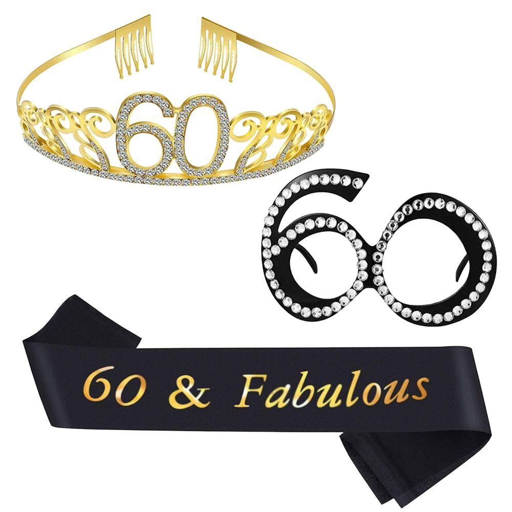 

Birthday Sash 60 Tiara 60th Birthday Sash for Women 12 Tiaras for Women Party