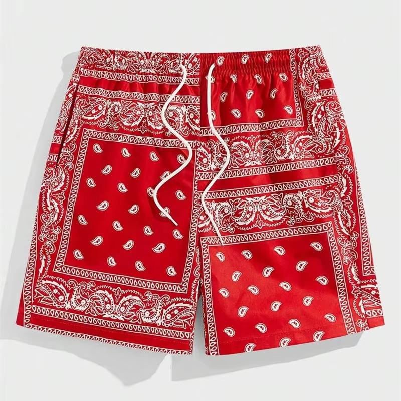 

Trend Bandana Graphic Beach Short for Men Summer Fashion 3D Printed Swim Trunks Loose Casual Streetwear Hawaiian Short Pants M