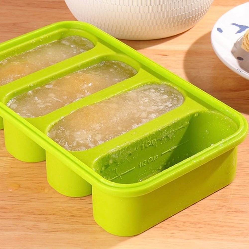 Silicone Freezer Soup Tray 4-Grid Food Meal Molds Durable Soup Ice Cube Molds Soup Storage