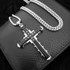 Men's Titanium Steel Cross Pendant Necklace - European & American Trendy Design