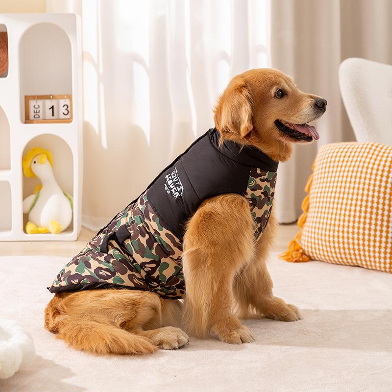 Autumn and Winter New Big Dog Fleece Vest Medium and Large Dog Golden Retriever Samoyed Two-legged Cotton-padded Coat Pet Big Dog Clothes