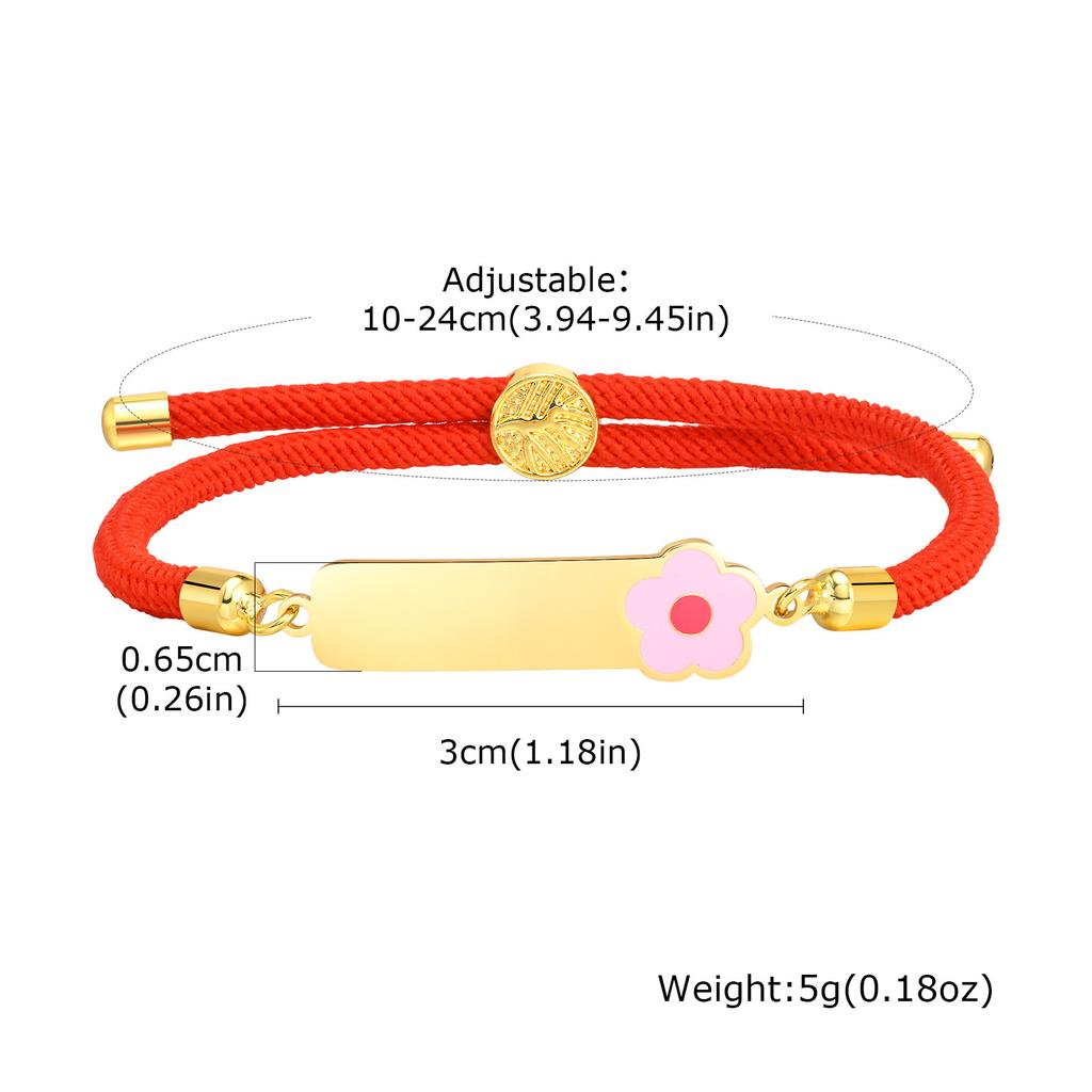 Personalized Baby Name Bracelet, Red String Adjustable,charms Flower Butterfly Stainless Steel Bar ID Bracelet for Kid Child