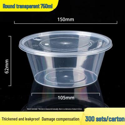 Disposable Round Plastic Take-Out Container with Lid