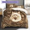 Gear Cat  Pattern Bedding Quilt Set Quilt Cover Pillowcase Home Decoration  Gift (1 * duvet cover + 2 * pillowcase, without core)